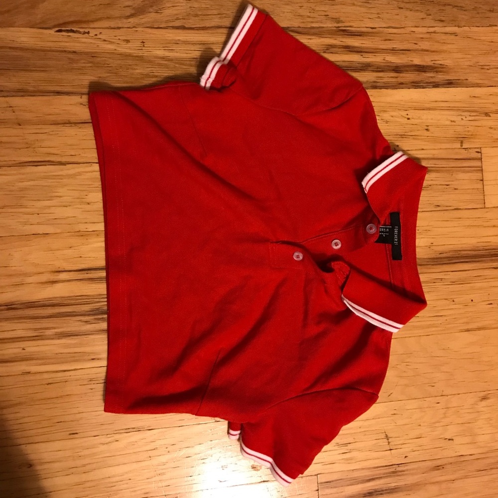 Red collared neck crop top. Forever 21